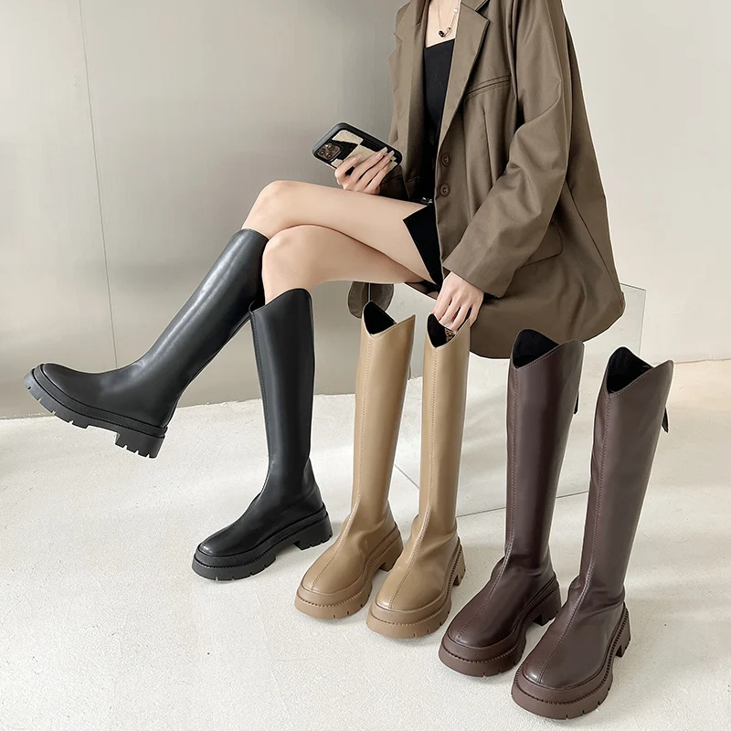 

Женские резиновые сапоги с круглым носком, привлекательные высокие сапоги до бедра на высоком каблуке, женские сапоги до середины икры, жен...