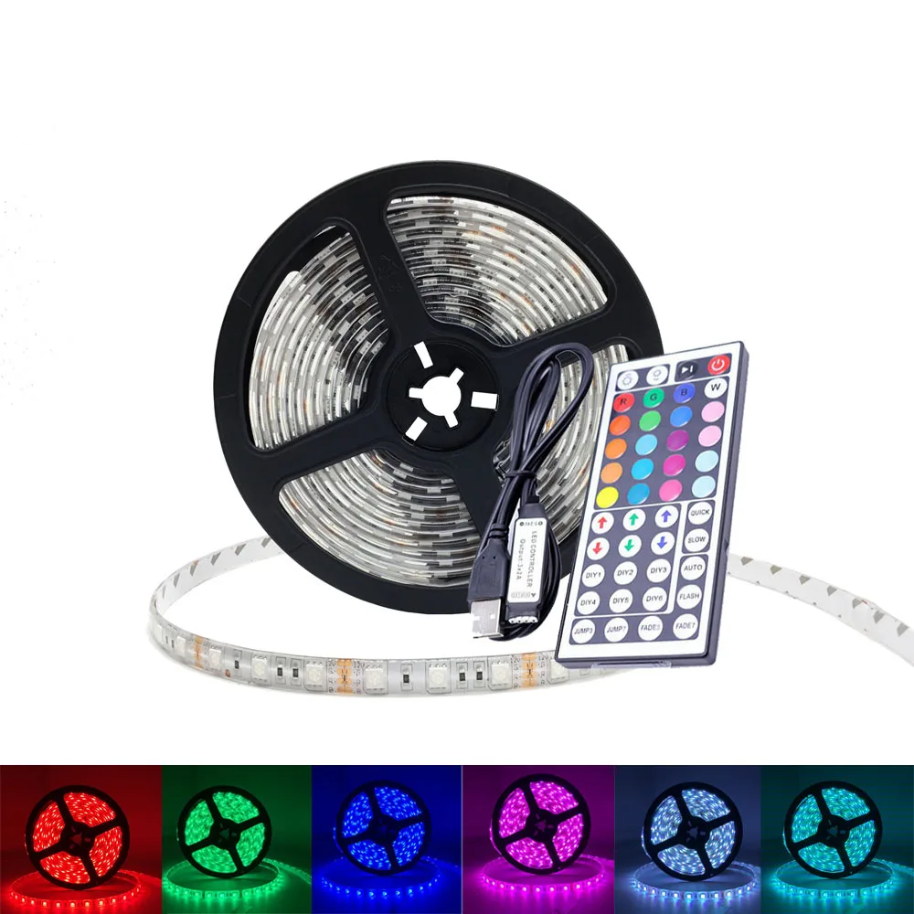 USB RGB 5050 светодиодные ленты 12V Водонепроницаемый светильник гибкий светодиодный светильник с 44Key RGB светодиодный контроллер Гостиная украшения