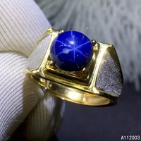 kjjeaxcmy fine jewelry 925 sterling silver inlaid natural star sapphire new men ring luxury support detection