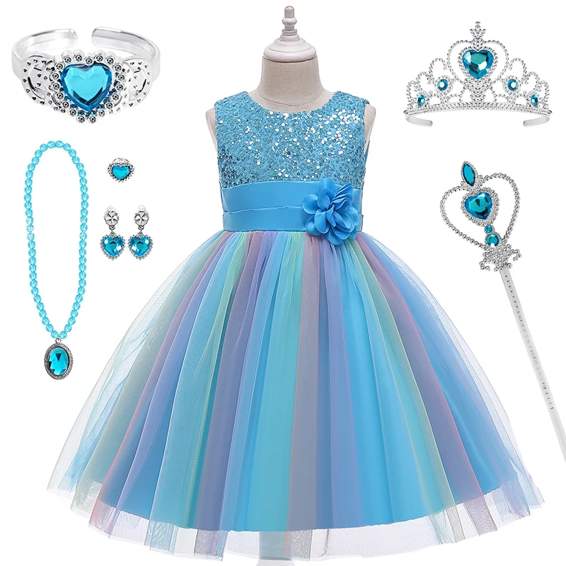 

Halloween Princess Dress Girl Wedding Dress Kids Cosplay Dresses Up Children Clothing Christmas Party Girls Clothes Set