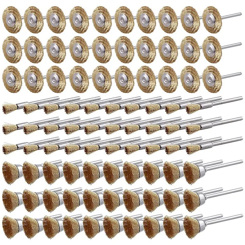 

Набор кистей из проволоки 90 шт., набор кистей из латунной проволоки с колесами, набор аксессуаров для вращающегося инструмента