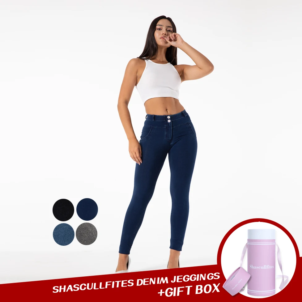 

Shascullfites Melody Jeans For Women Straight Leg Jeans Classic Pants Stretch Blue Scrunch Bum Lifting Jeans Mid Waist