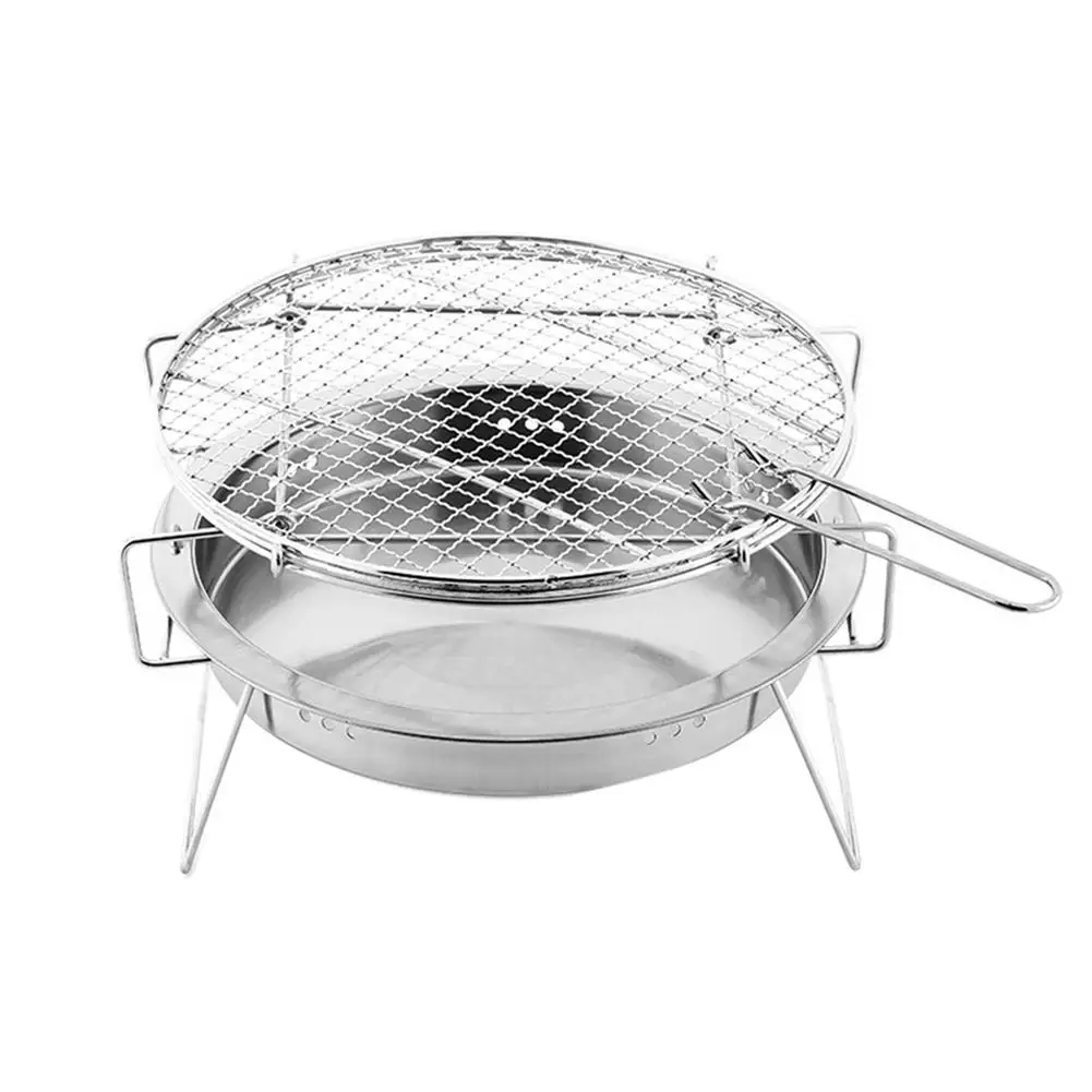 

Portable Round Folding Camping Grill BBQ Grill Stainless Steel Portable Folding Grill Home Barbecue Accessories