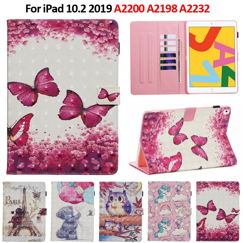 Чехол Funda для iPad 10 2 чехол с милым единорогом совой медведем бабочкой башней 3D