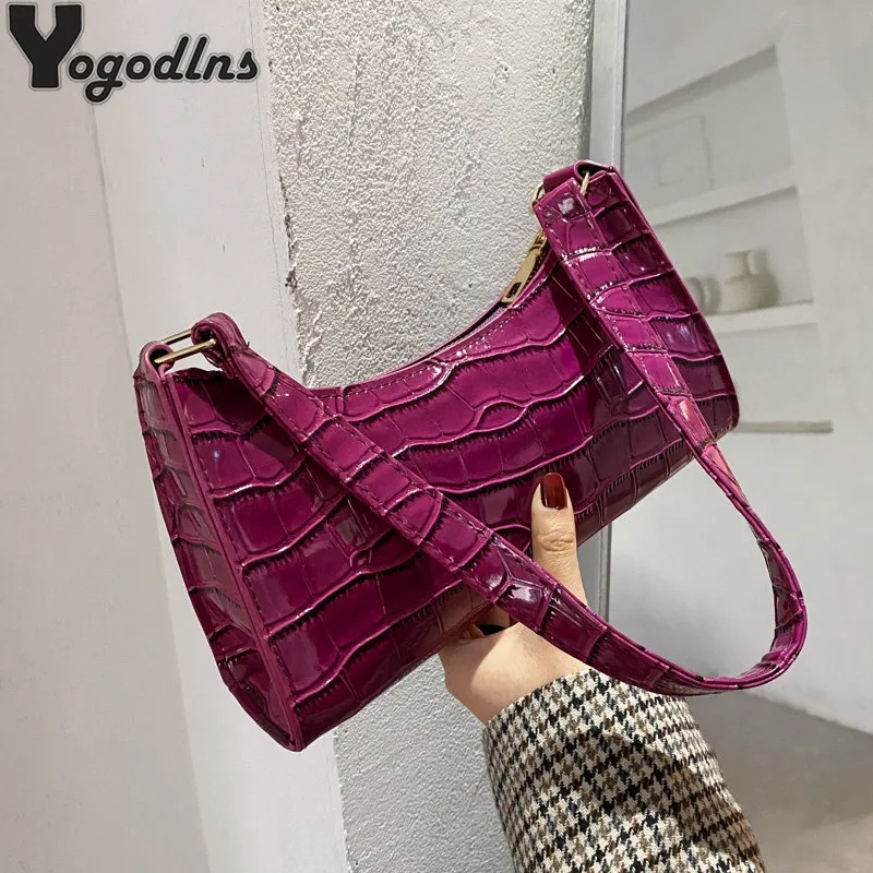 Женские маленькие сумки в стиле ретро с узором из кожи аллигатора короткие на