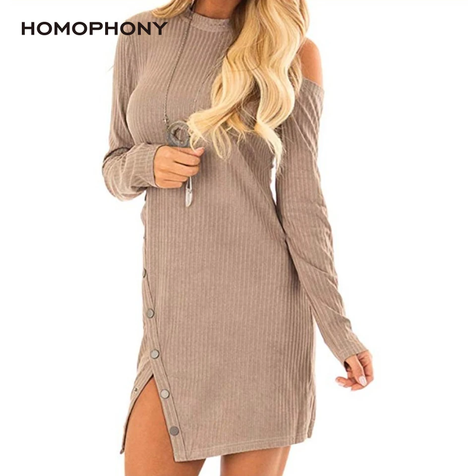 HOMOPHONY платье футболка размера плюс для женщин Осеннее однотонное повседневное