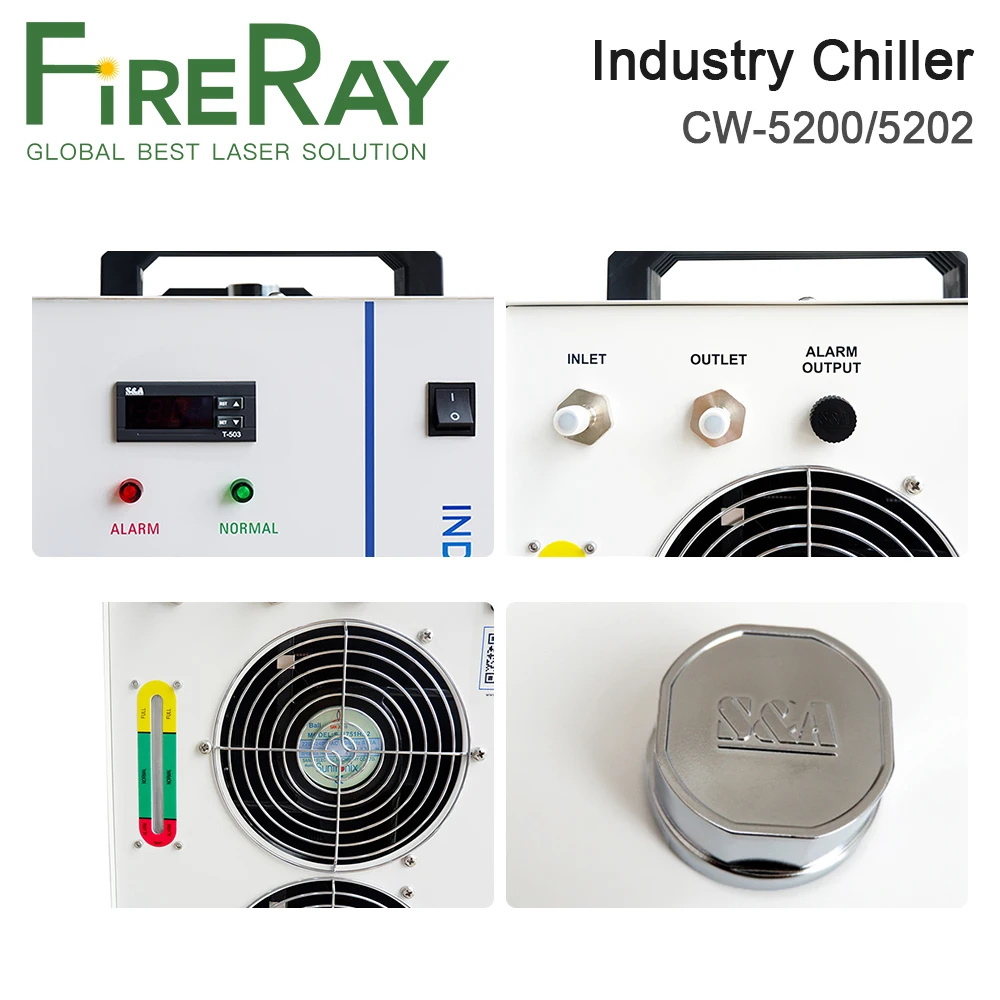 Промышленный водяной охладитель FireRay S &amp A CW5200 CW5202 для CO2 лазерной гравировальной