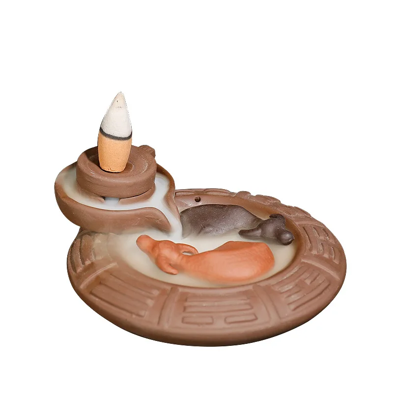 

Newest Free Cone Waterfall incense Holder Ceramic Zen Smoke Fountain Living Room Home Decoration Buddha Incense Burner Backflow