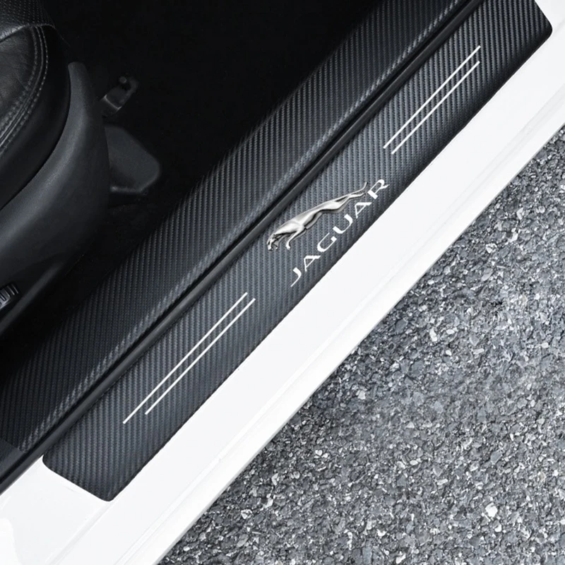 4 шт. Автомобильный дизайн 3D углеродного волокна наклейка на порог для Jaguar XEL F TYPE
