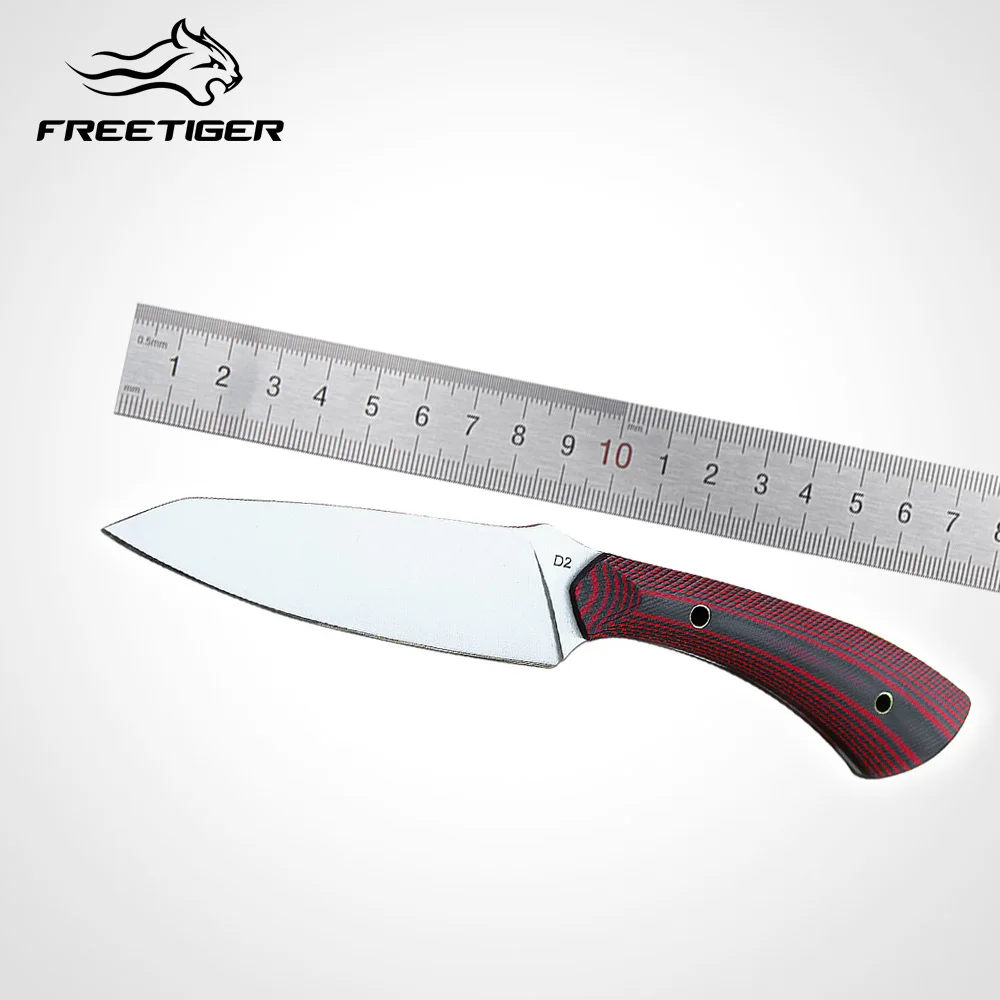 

FREETIGER FTB102 D2 Fixed knife G10 Handle With leather case Outdoor Camping Shaver tactical straight knife EDC Tool knife