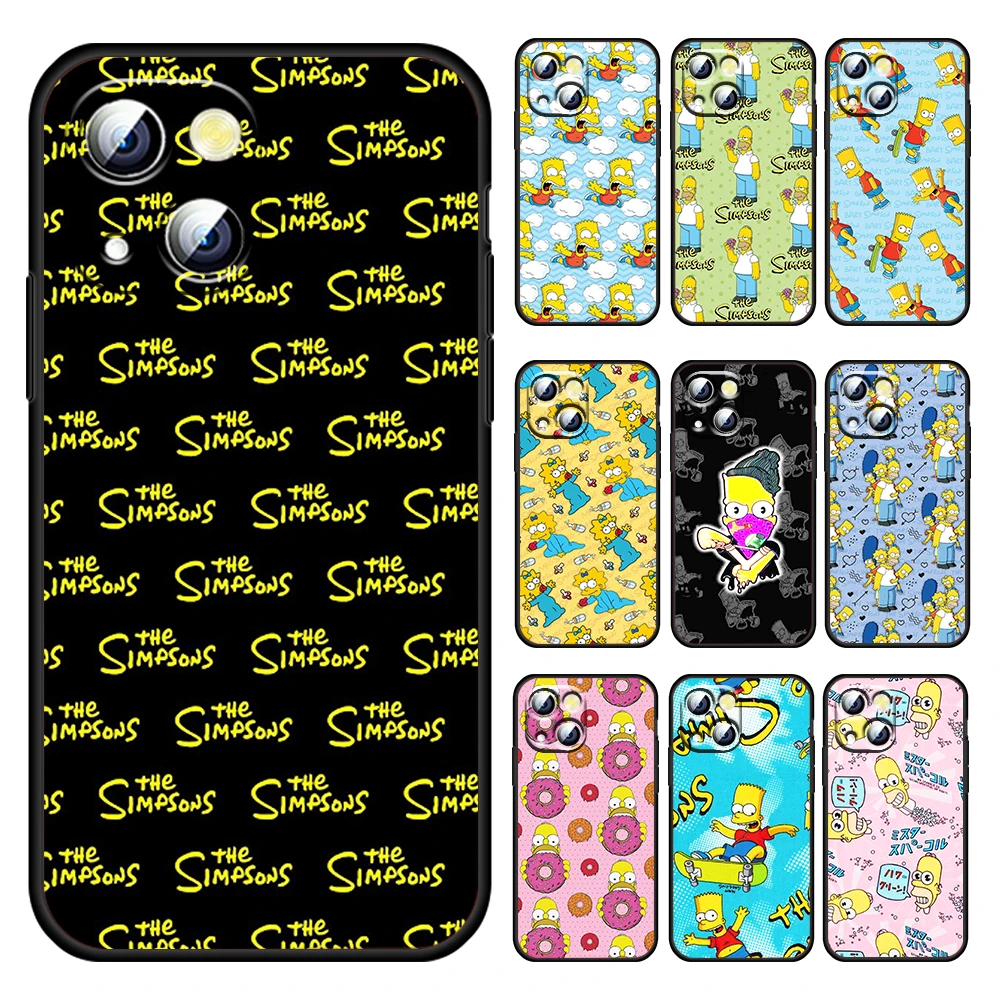 

The Simpsons family funny For Apple iPhone 13 12 11 Pro mini XS MAX XR X 7 8 6 5S Plus Silicone Soft Black Phone Case