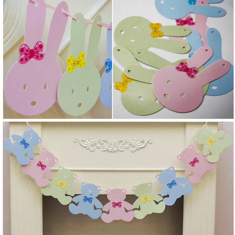 

3.2M DIY Cartoon Rabbit Animal Decor Banner Baby Room Decoration Bedding Bumpers Kids Party Flags Girls baby shower Room Decro