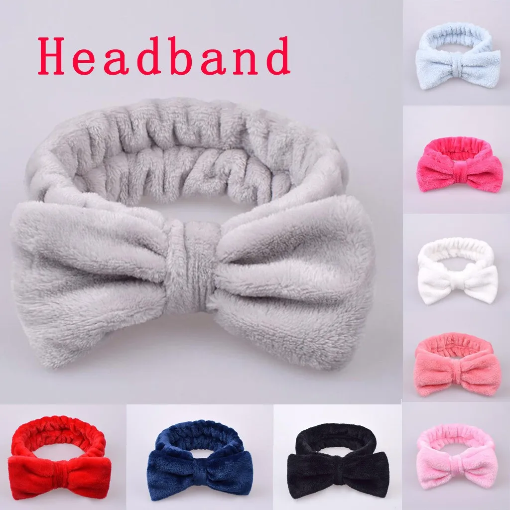 

Fashion Velvet Hairband Solid Bow Knot Women Hair Ring Head Hoop Girls Headband Soft Plush Velvet Bath Wash Face Elastic Towel