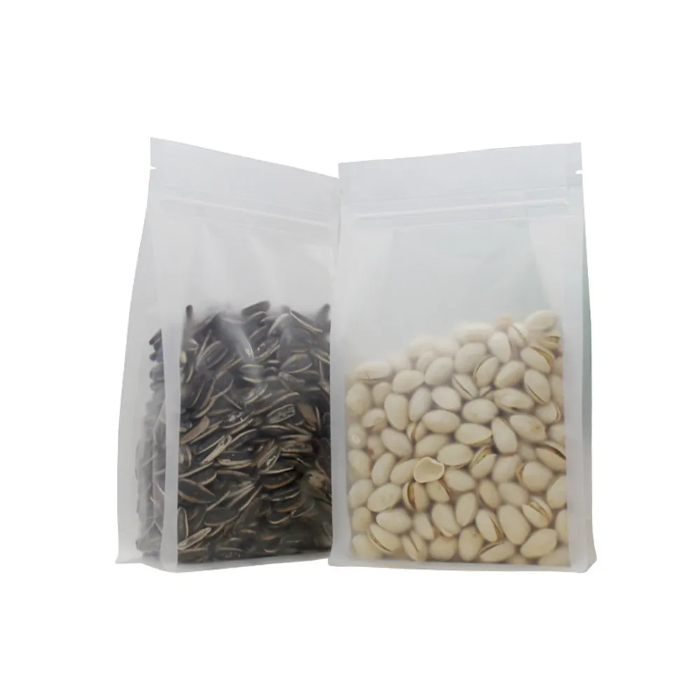 

50Pcs Matte Plastic Stand Up Side Gusset Zip Lock Bag Recyclable Zipper Pouches Dried Flower Beans Food Storage Bag
