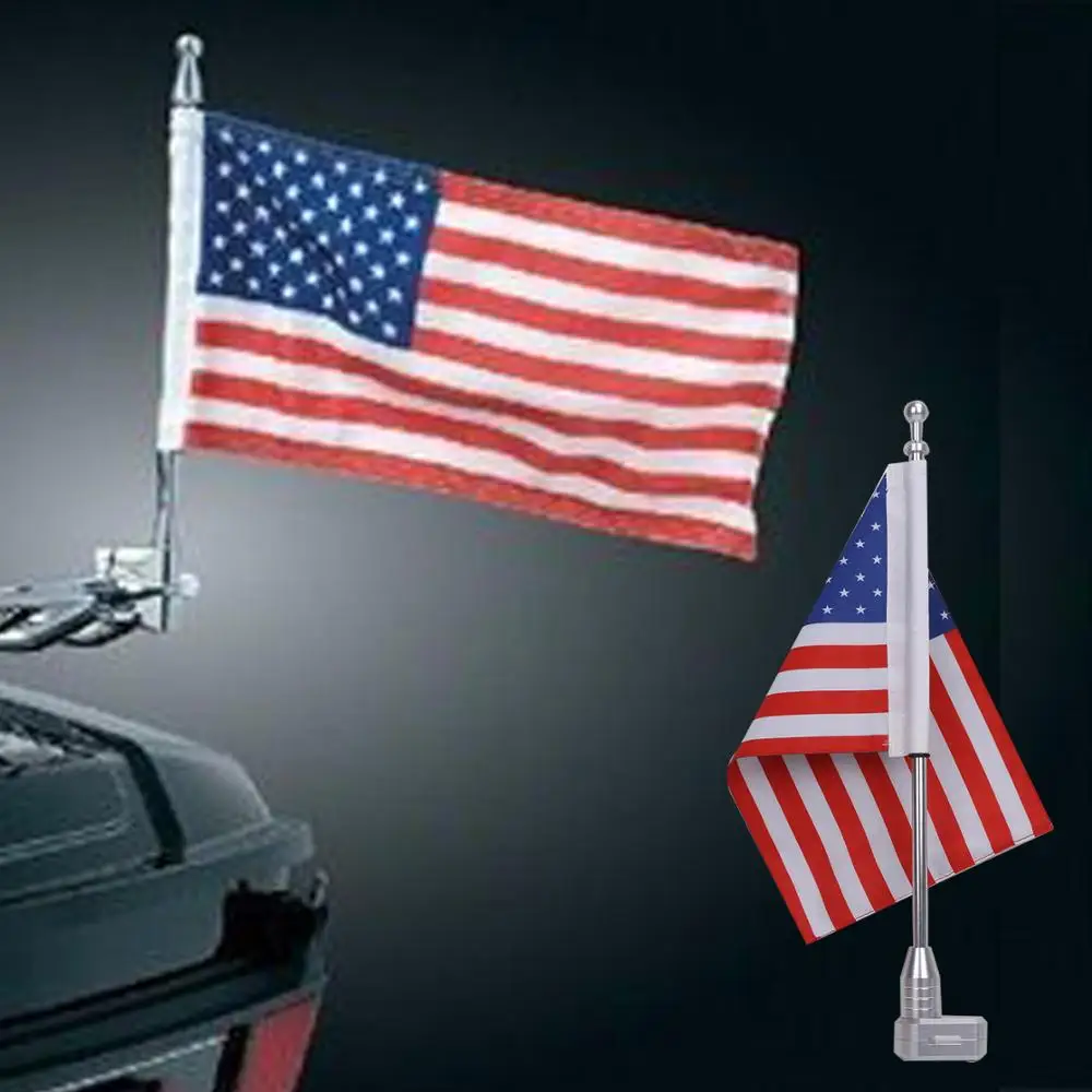 

Luggage Rack Motorcycle Rear Flag Pole Mount + USA America Flag Banner For Honda Goldwing GL1500 GL1200 GL1800 2001-2012