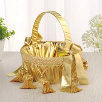 1pcs romantic wedding girl bow flower baskets portable party ceremony candy storage container