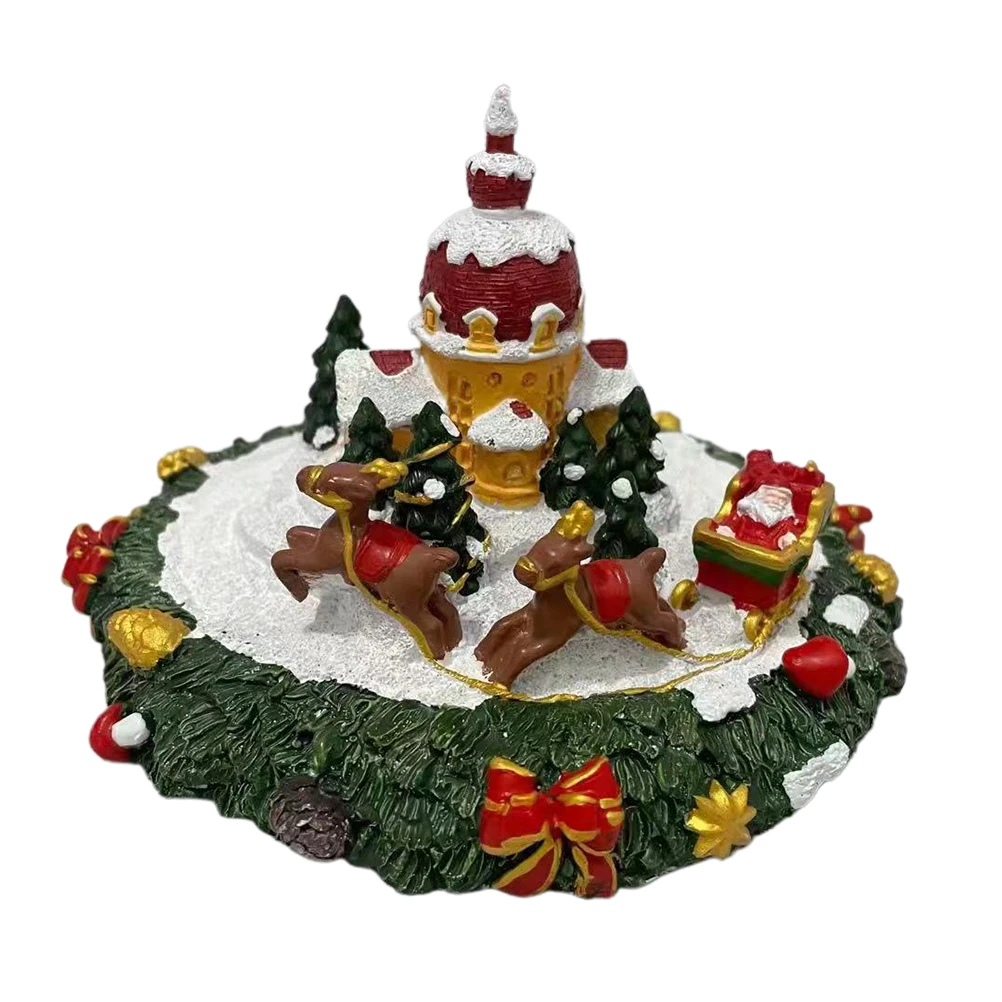 Рождественский замок олень Санта-Клаус украшение из смолы без свечей для спальни