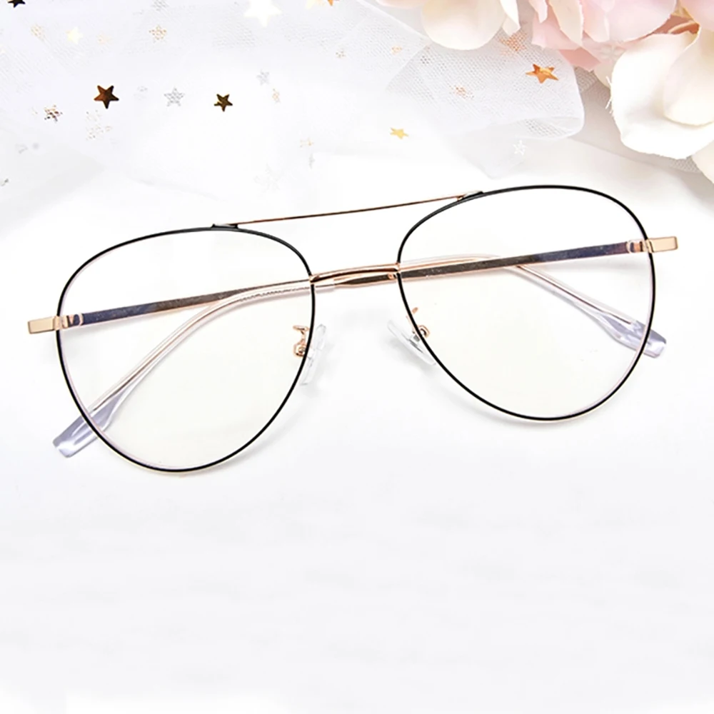 

Eyeglasses Retro Double Bridge Men Women Large Frame Metal Optical Glasses Comfortable Acetate Temples JDA3099