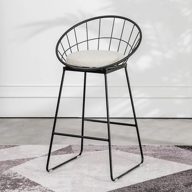

65cm Golden Creative Bar Chair Home High Stool Cafe Bar Chair Backrest Wrought Iron Nordic Modern Bar Stool Pink Fannal Pad