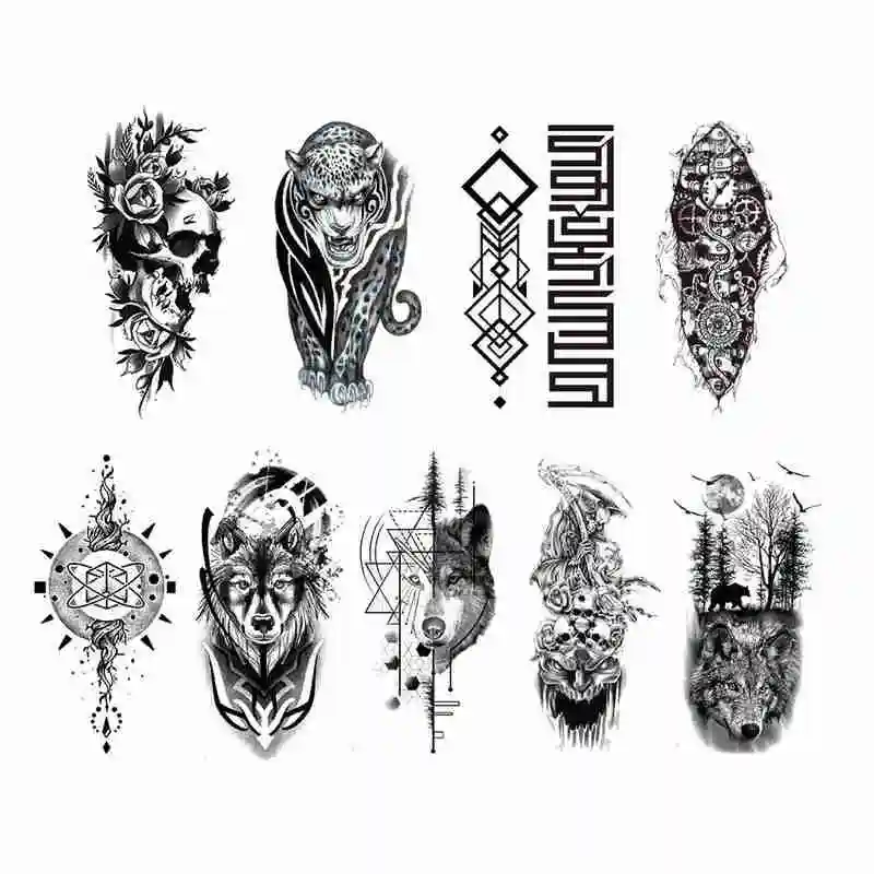 Временная водостойкая татуировка наклейки небольшой полные руки текст животных