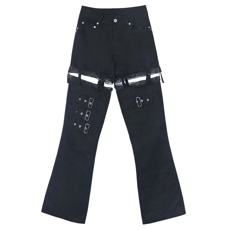

Rock Punk Patchwork Metal Zipper Jogger Hip-hop Harem Track Black Pants Harajuku Sweatpant Trouser Cotton Bottom