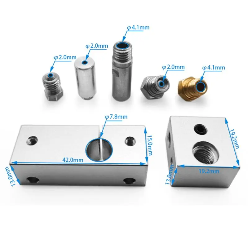 Полностью металлический Hotend с нагревательным блоком Резьбовая насадка для 3D