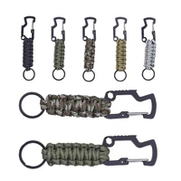 edc tool emergency knot military paracord cord outdoor carabiner keyring key chain ring rope keychain bottle opener