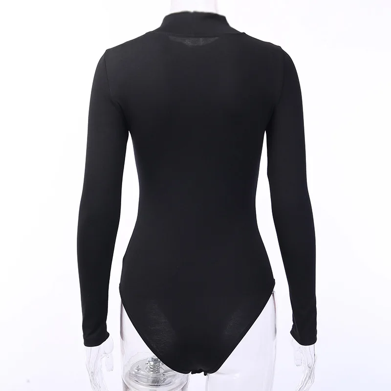 Shstyle, хлопок, длинный рукав, высокая горловина, обтягивающие боди,, осень, для женщин, водолазка, сексуальный, боди, с буквенным принтом, светоотражающий, повседневный Топ