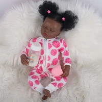 43cm new black skin saskia with teeth reborn todderl girl baby doll full body silicone african american baby