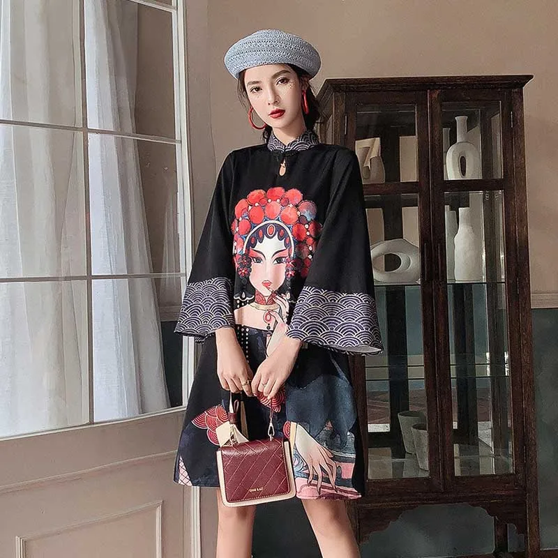 NiceMix летнее модное винтажное женское платье в китайском стиле с принтом женские