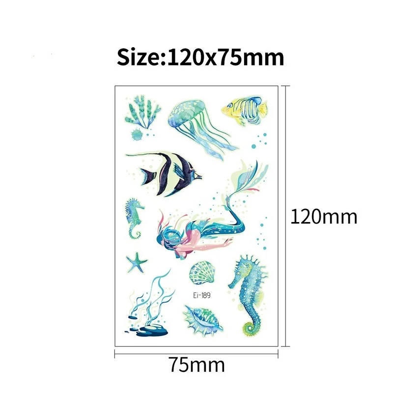 

5pcs Luminous Tattoo Unicorn Temporary Body Sticker Halloween Party Cartoon Pirate Disposable Waterproof Tatouage Temporaire