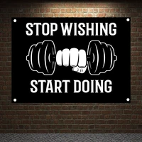 stop wishing start doing motivational workout posters wall chart exercise banners flags wall art tapestry sticker gym wall decor