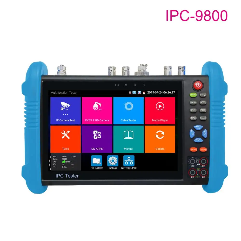 Тестер IP камеры видеонаблюдения IPC9800 Plus 4K H.265/H.264 8 Мп TVI CVI AHD SDI CVBS монитор с TDR