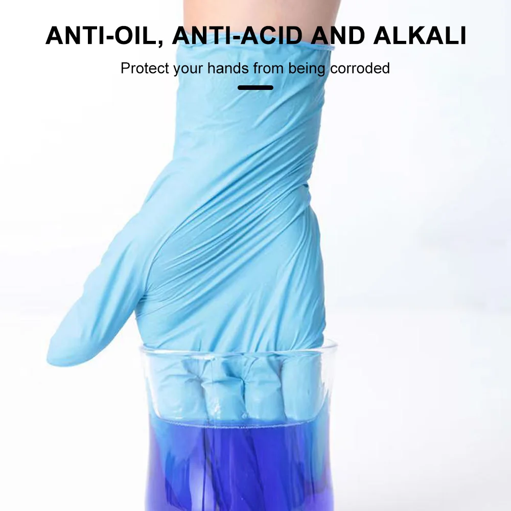 

100PCS Nitrile Disposable Gloves Waterproof Powder Free Latex Gloves For Household Hair Dye Cleaning Multipurpose Non-slip Glove