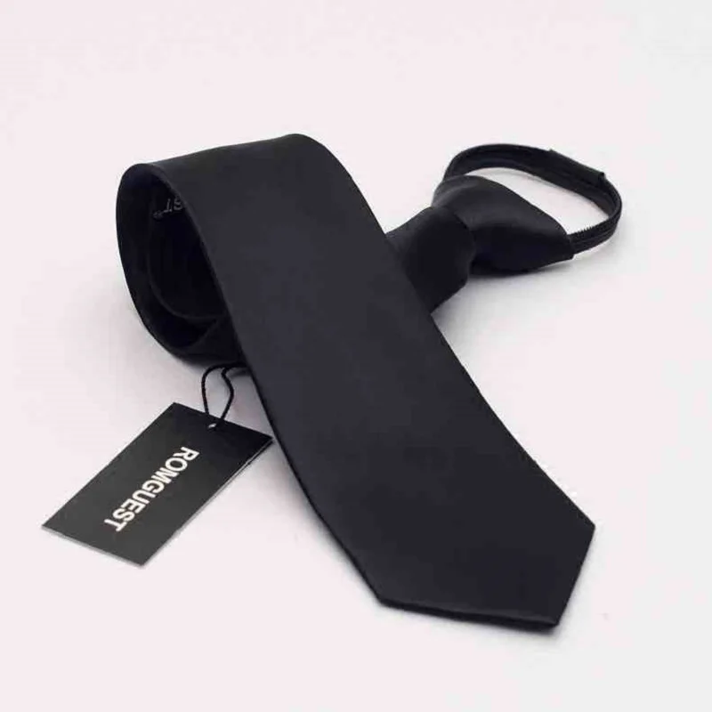 

High Quality 2020 New Fashion Ties Men Business Zipper 7cm Black smooth Tie Wedding Neckties for men Designers with Gift Box