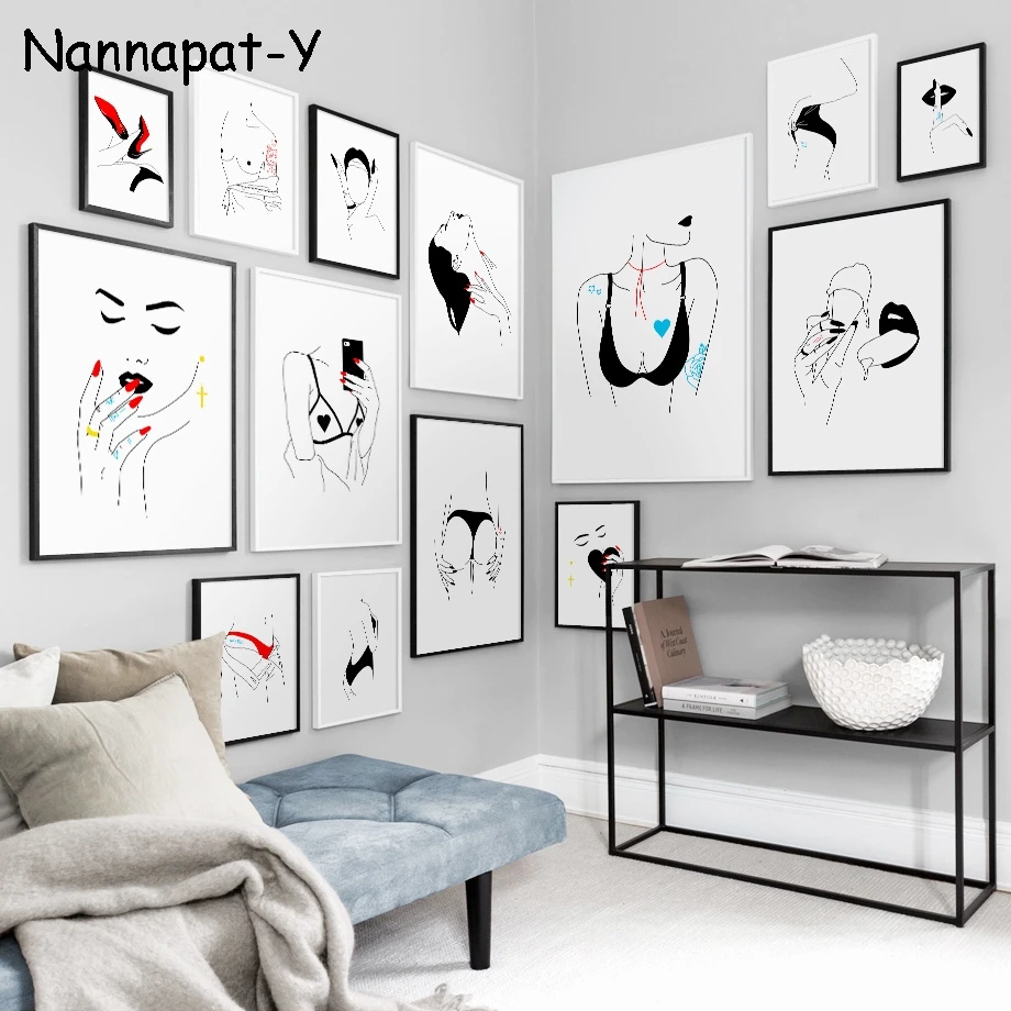 Абстрактная Картина на холсте с изображением сексуальной девушки татуировкой