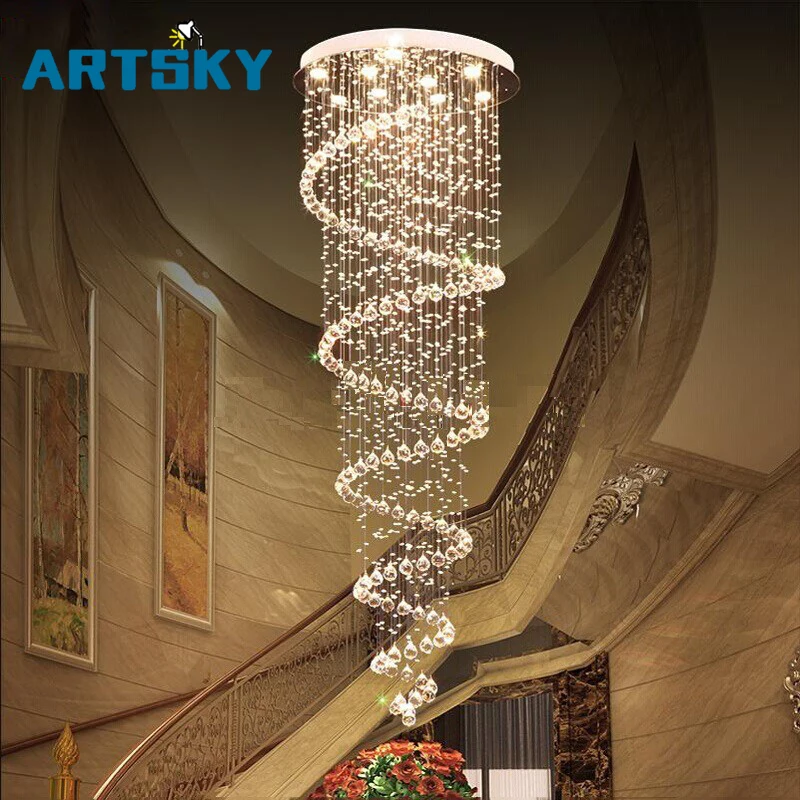 Современные хрустальные люстры K9 светодиодные спиральные светильники для