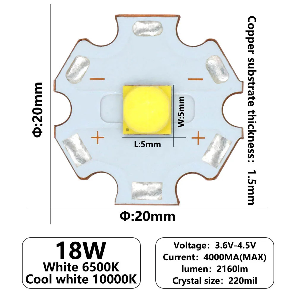 

LED диод DT&ZM TD45148798 для фонарика белый 6500К 10000К