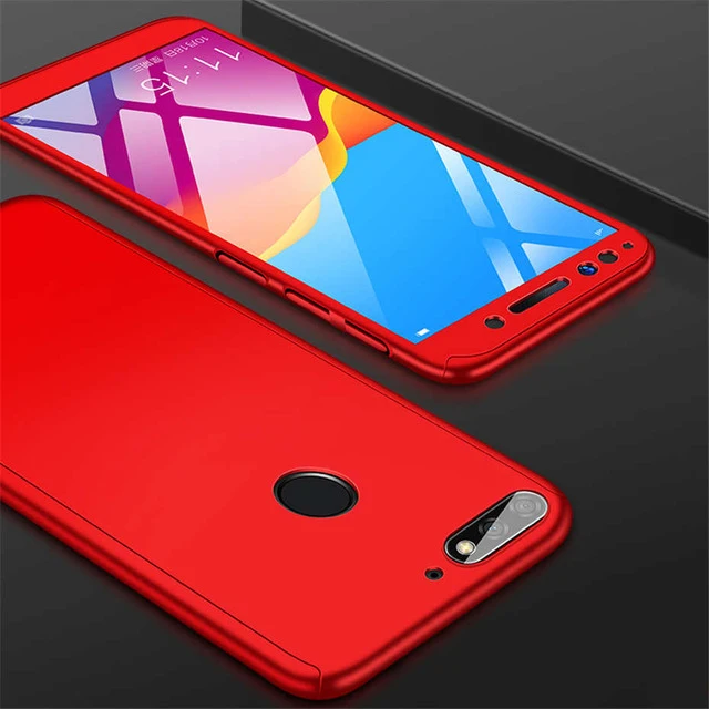 Red Роскошный 360 чехол для телефона huawei Honor V20Pro 20Lite Note 10Lite 9X V8X 8S 8C 8A 7C 7A Pro Чехол с закаленным стеклом - Цвет: Red