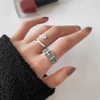 fmily minimalist 925 sterling silver cross letter ring retro fashion belt buckle personalized jewelry for girlfriend gift