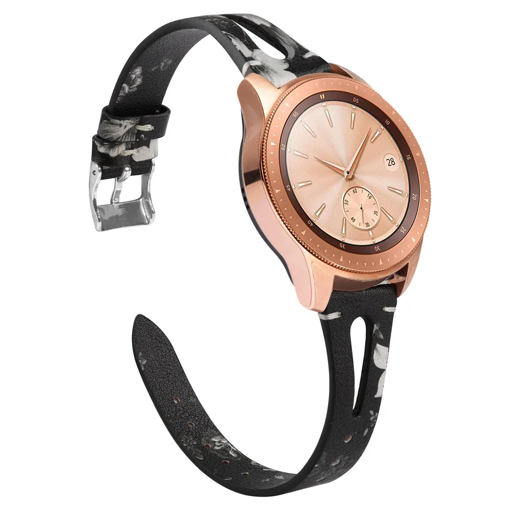 BlackWhite Кожаный ремешок для samsung Galaxy Watch 42 мм 46 мм, ремешок из натуральной кожи, сменный Браслет для Galaxy Watch Active Galaxy - Цвет ремешка: BlackWhite