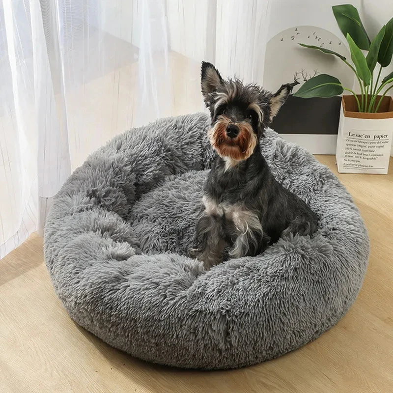 

Super Soft Dog Bed Sofa Plush Cat Mat Dog Beds House Donut Round Fluffy Cat Sleeping Basket Long Plush Warm Cushion Pet Mat