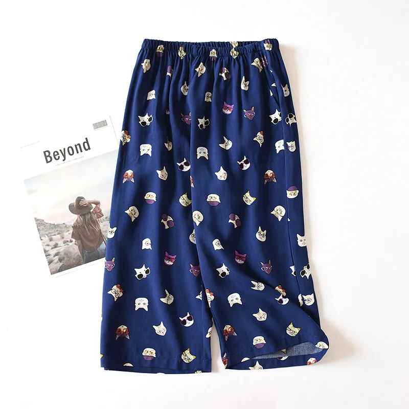 Летние свободные брюки длиной до икры прохладная дышащая хлопковая ночная