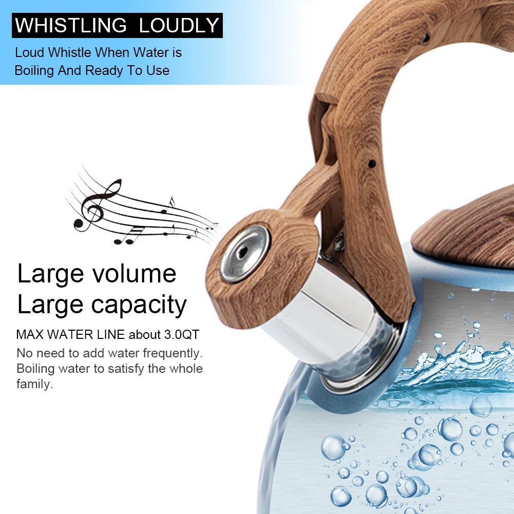 3L Нержавеющая сталь со свистком Чай чайник плита эмаль Еда Класс горшок с