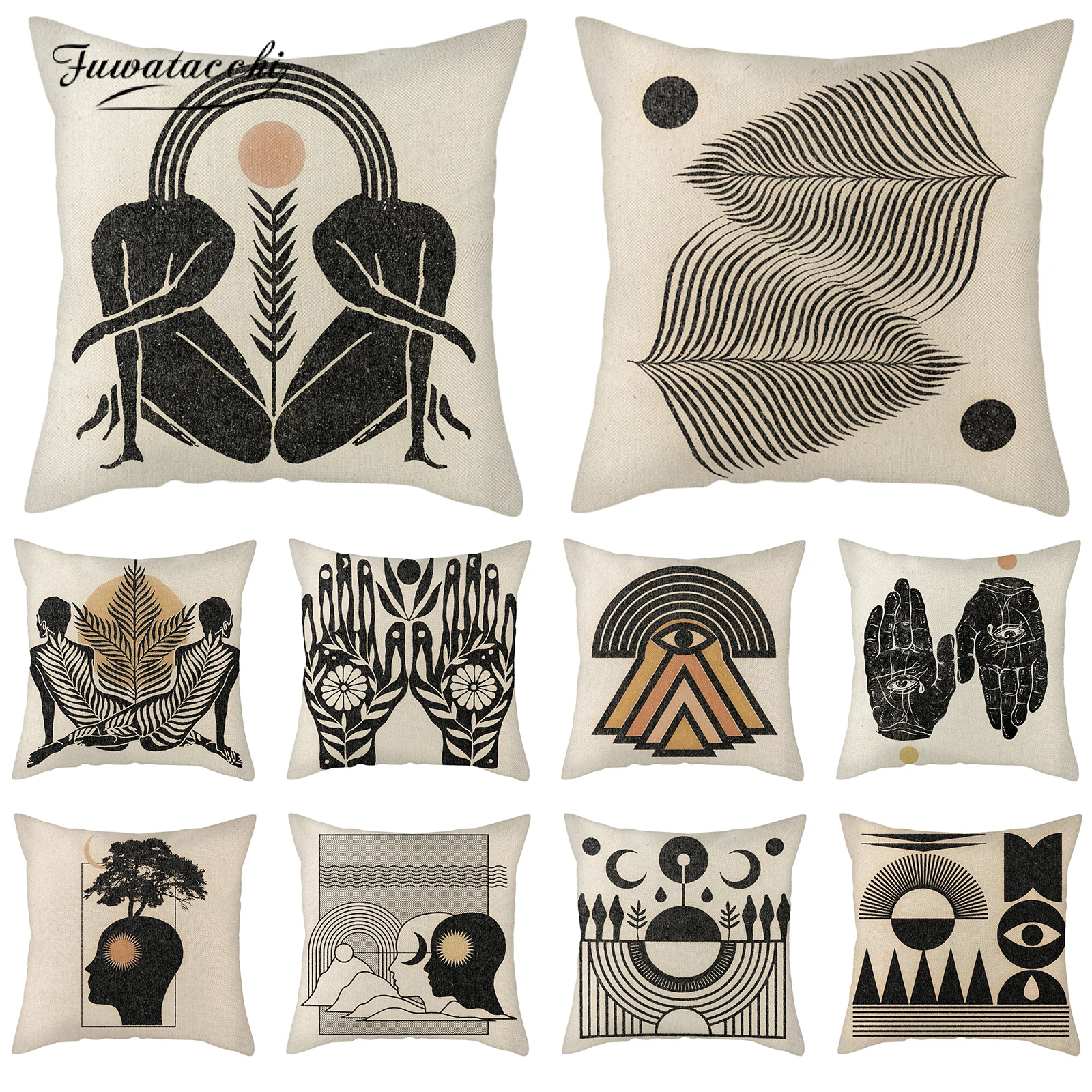 

Fuwatacchi Cushion Cover Geometric Pattern Square Super Soft Pillowcase Abstract Series Sofa Cushion Pillowcover Living Room