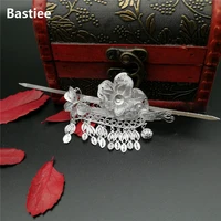 bastiee 999 sterling silver hair stick tassels bride wedding accessories for women hmong handmade hairpin vintage hair jewelry