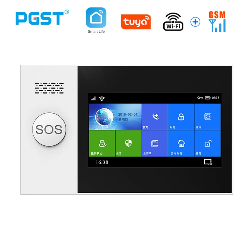 

PGST PG-107 Tuya Wireless Home WIFI GSM Home Security With Motion Detector Sensor Burglar Alarm System APP Control Support Alexa