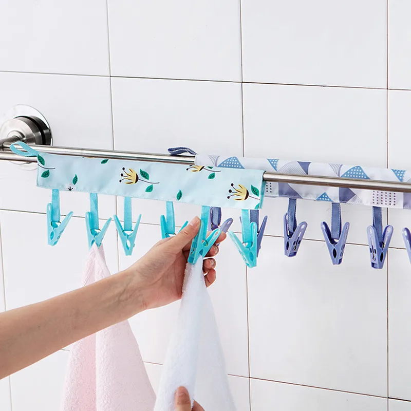 XUNZHE Travel Portable Cloth Hangers Folding Towels Clothespins Drying Rack Bathroom Mini Laundry Folding Board Clothes Pins Set