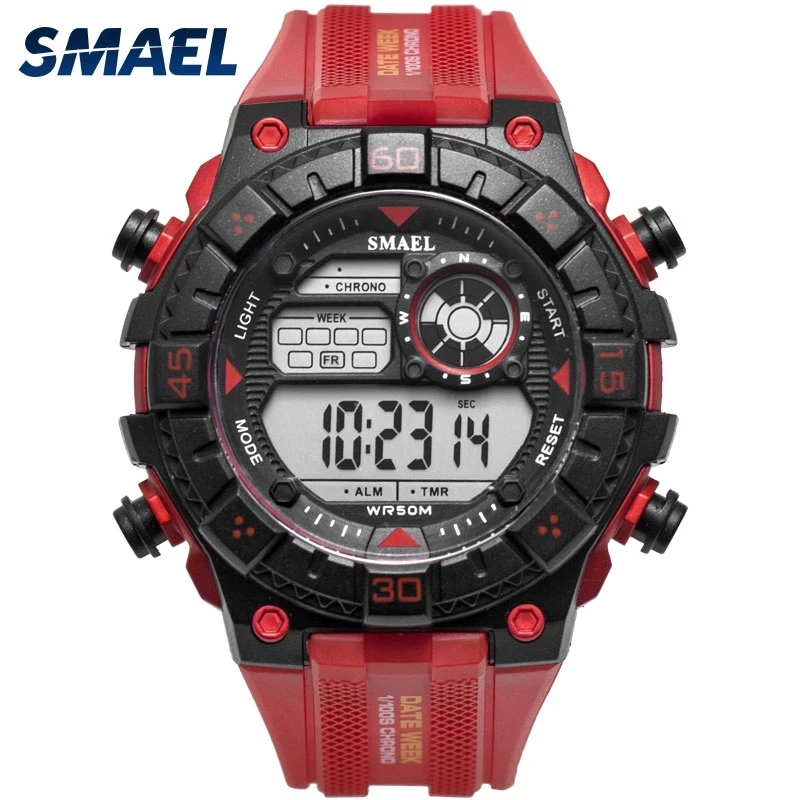 

SMAEL Luminous Hands Digital Dual Display Men's Watch 50M Waterproof Automatic Date Update Backlit Dial Alarm Clock