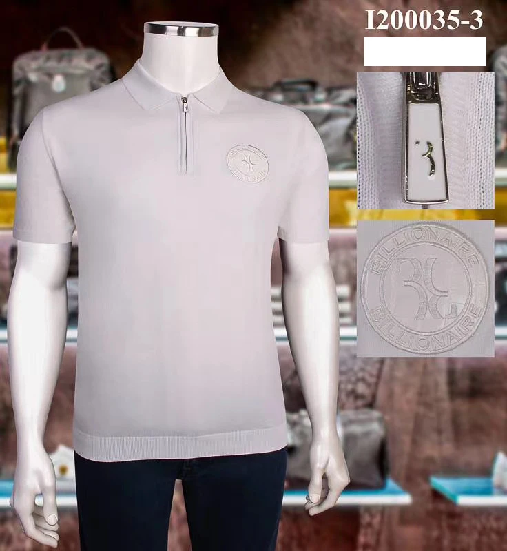 

shirt Billionaire polo silk men 2021 New Fashion Casual short sleeve high-quality button elasticit Embroidery big size M-4XL